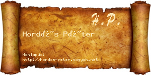 Hordós Péter névjegykártya