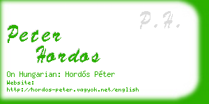 peter hordos business card